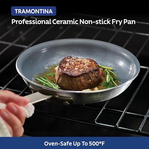 Image of Tramontina Professional 10-Inch Ceramic Non Stick Frying Pan, Heavy-Gauge Aluminum Skillet with Nonstick Coating, Dishwasher and Oven Safe, Gray