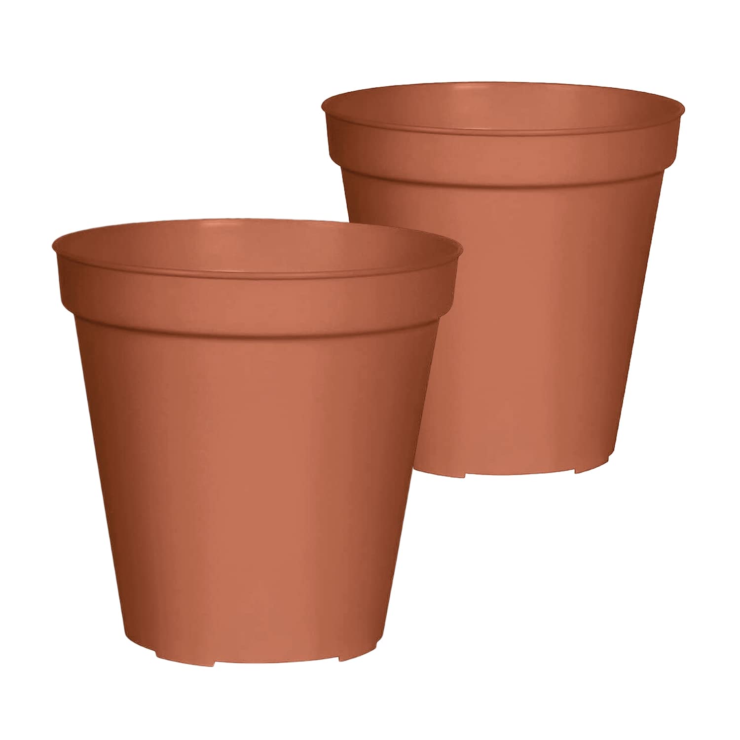TIENDA EURASIA® Pack de 2 Macetas para Interior y Exterior, Fabricados en PP, Tiesto para Jardin, Patio, Ventana, Balcon en Color Liso (Ø20 cm, Terracota)