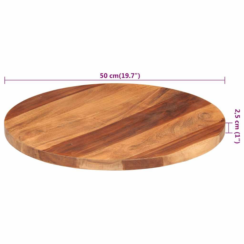 Piano in legno massiccio di acacia, rotondo, 50 cm, diametro 25-27 mm, spessore con finitura marrone miele, per soggiorno e bar, fascino rustico, durevole e facile da pulire