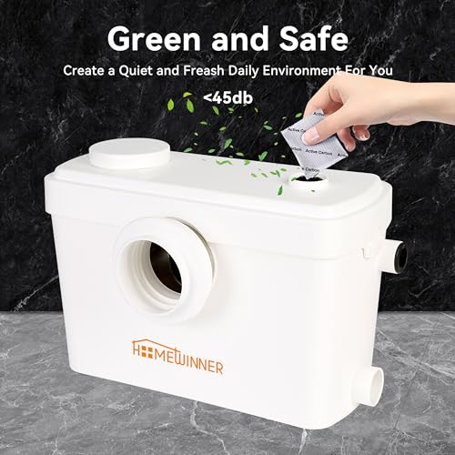 Homewinner Macerator Pump 600W Toilet Upflush Sewage Grinder Pump System Up To 30 Ft For Basement Full Bathroom And Off-Grid Rv Home Toilets Shower Laundry Sink Sewer Sump Pumps Waste Water Disposal Marine House thumb #5