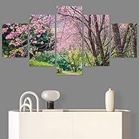 SIGNWIN 5 Panel Canvas Wall Art Modern Art Multicolor Nature Photography Relax/Calm Romantics Waterfall for Home Decorations Ready to Hang - 60