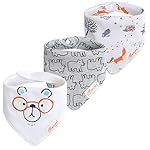 JN&LULU 3 Pack Newborn Baby Bibs Bandana Drool Bibs for Drooling Cotton Baby Gifts (Glasses Puppy)