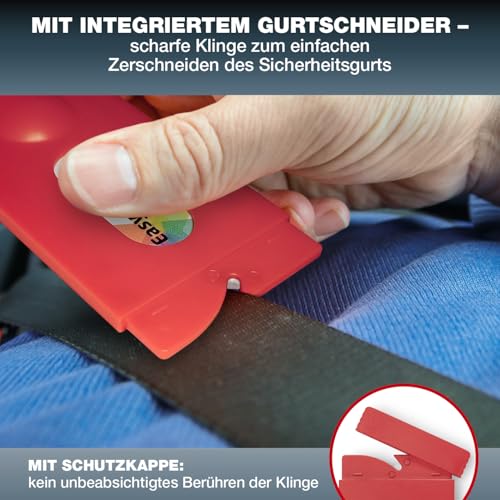 Easy Exit Card by CAIRON - Wenn jede Sekunde zählt | Notfall-Rettungswerkzeug im Kreditkartenformat | Für PKW-Seitenscheiben, von innen und außen anwendbar | Inkl. Hülle mit Gurtschneider