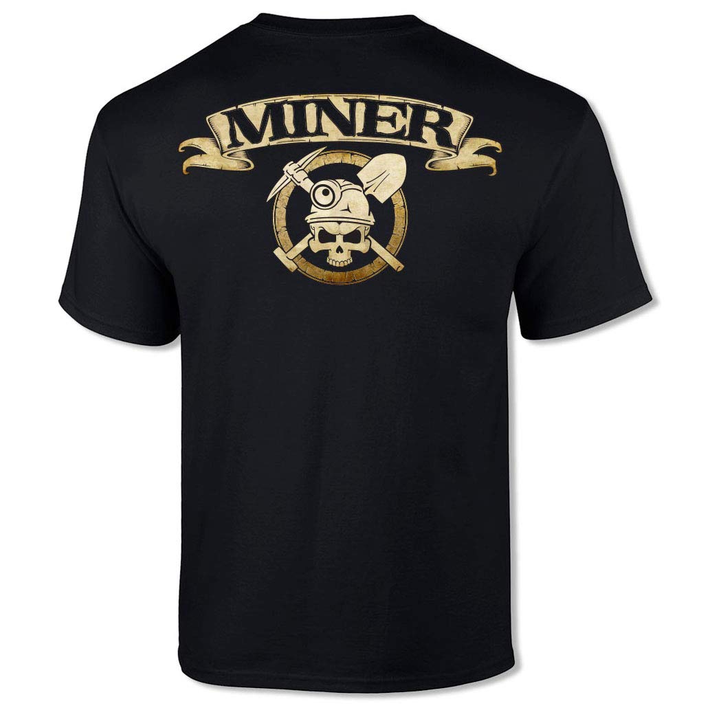 Miner Skull Crossbones Badge Short Sleeve Tee Shirt
