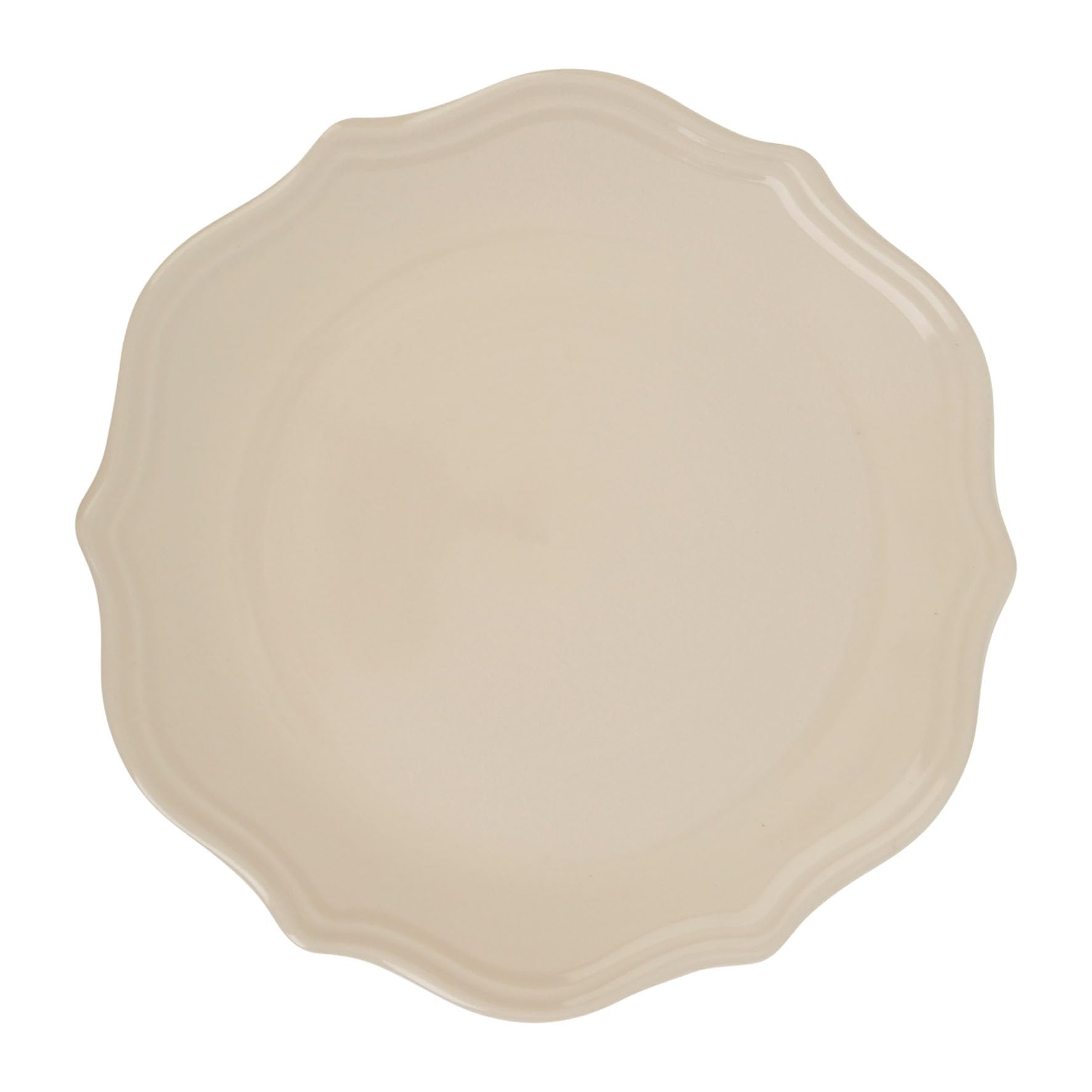 GENEVIEVE LETHU 536319 Cream Earthenware Dinner Plate Diameter 27 cm - Table de Diane Collection - Earthenware Plate with Classic Charme, delicately Scalloped