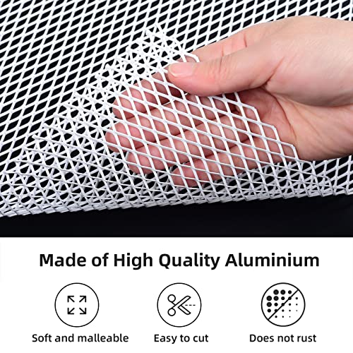 Image of AggAuto Universal 40 inchx13 inch Car Grill Mesh - Aluminum Alloy Automotive Grille Insert Bumper Rhombic Hole 6x12mm, One of the Most Multifunctional Shape Grids White
