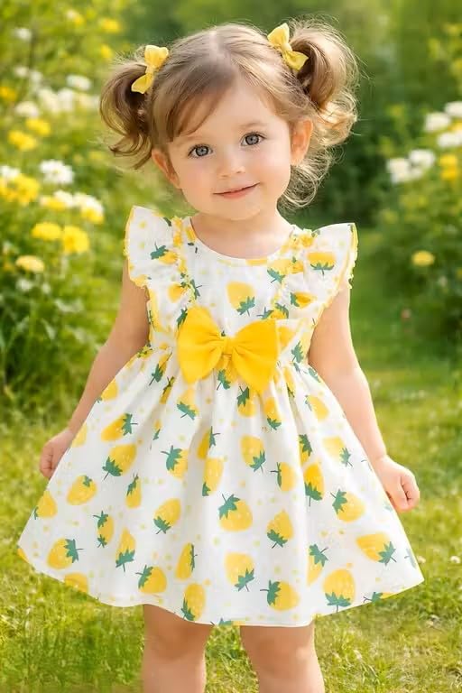 Summer season dresses for baby and child Cottonblend dress |-||1,C,Yellow dress frok-picture-17