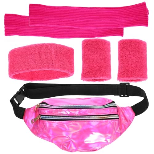 Diademas deportivas de mujer y calentadores de piernas retro 80 para ejercicio de hilo tejido