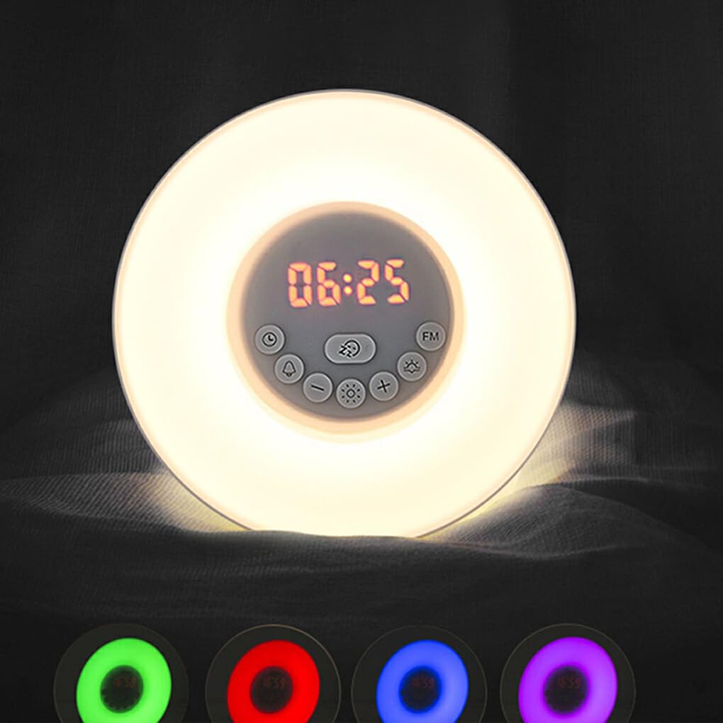 Inicio del día con luz de Amanecer simulada Despertador 30 Minutos Antes de la Alarma Luz de Despertador con luz Solar ABS Despertador de Amanecer