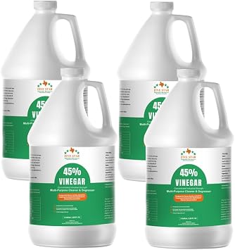 45% Vinegar Concentrated Industrial Strength Vinegar4 Gallon512 fl oz | White Vinegar Max Performance 9X Power | for Indoor, and Outdoor Pure | Home and Garden| with Instructions