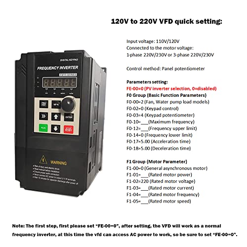 Ato 3 Hp 2.2Kw 10A Vfd, Single Phase 120V Input, Single Phase/Three Phase 220V Output Vfd Variable Frequency Drive, For Ac Motor Speed Control #TOP6