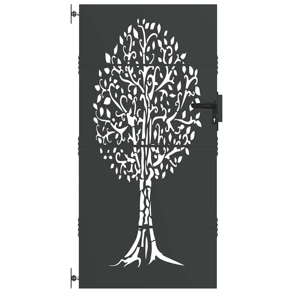 Vidaxl Garden Gate With Lock Black 85 X 200 Cm Powder-Coated Steel 8721288860378