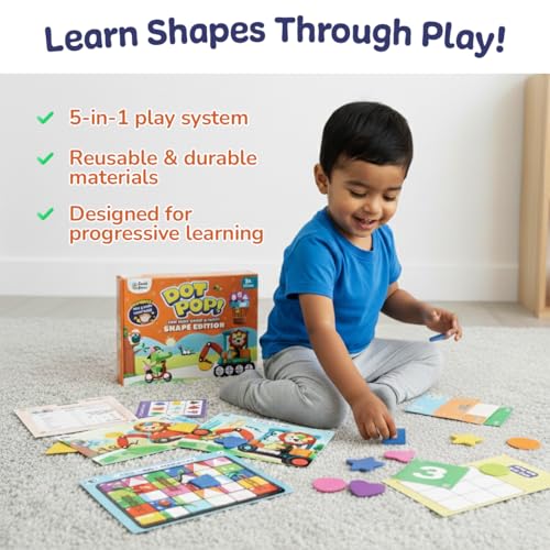 Image of GiniMini Toddler Learning Combo - DOT POP Colour & Counting + DOT POP Shapes + Peek-A-Pic | Educational Toys for Kids 2+ | Sorting Matching Memory & Observation Games | Preschool Learning Activity Kit