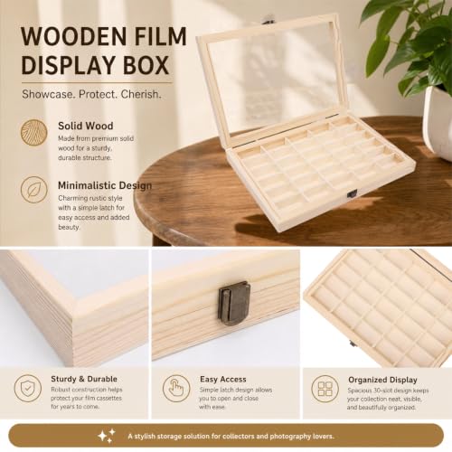 Caja de madera maciza premium contra el polvo para películas 135 5