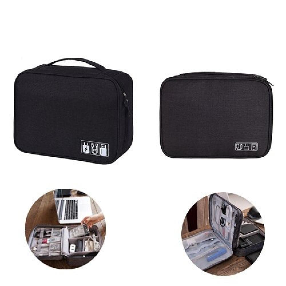 Cavo da viaggio Caricabatterie per caricabatterie e cavi di immagazzinaggio portatile USB Gadget Wire Machine Auricolare Wire Organizer Case Accessori-Black_1