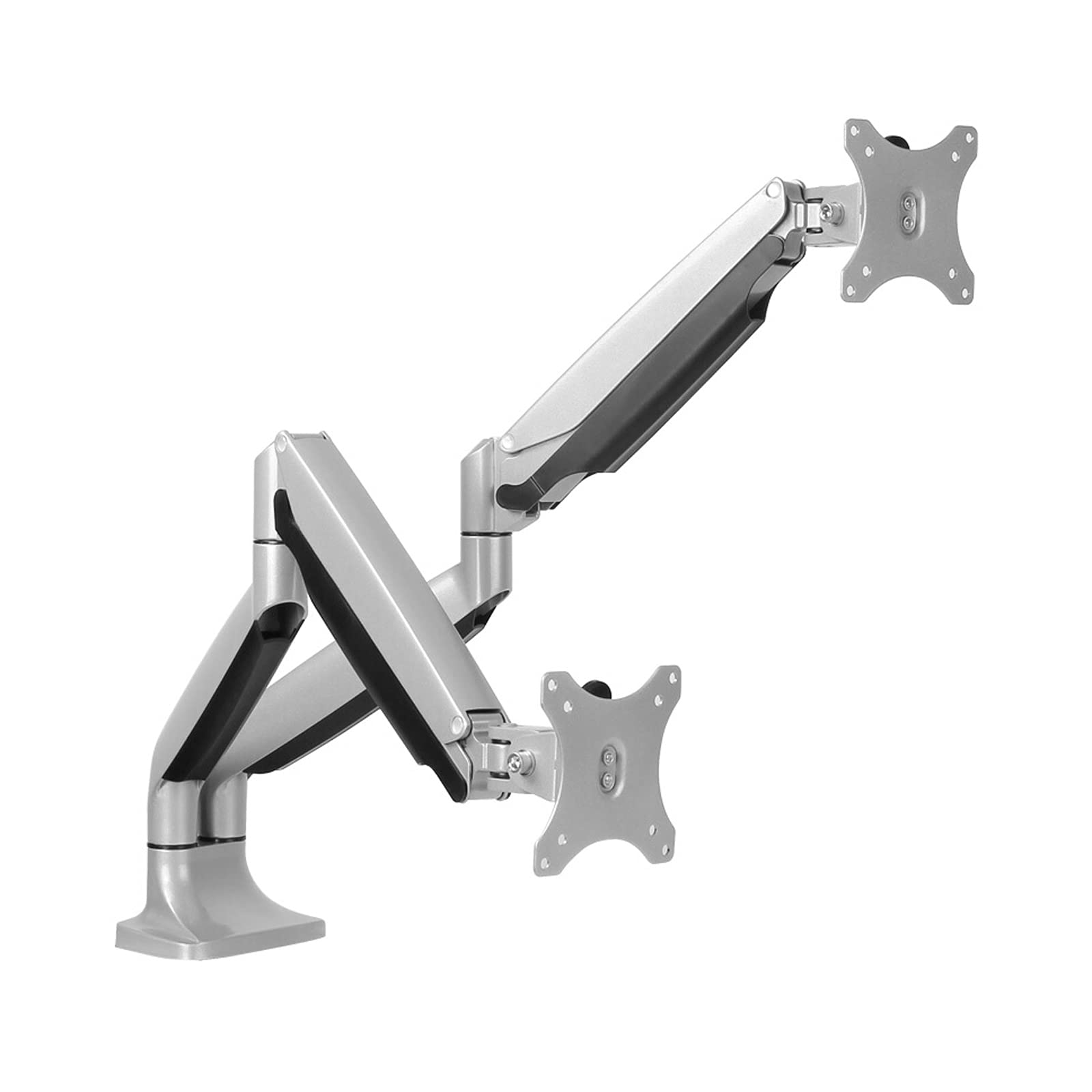 Support de bureau pour moniteur Support de moniteur à double écran, ressort à gaz réglable, support de bureau, bras de montage for écran de 17 à 32 pouces, alliage d'aluminium Support de support pour