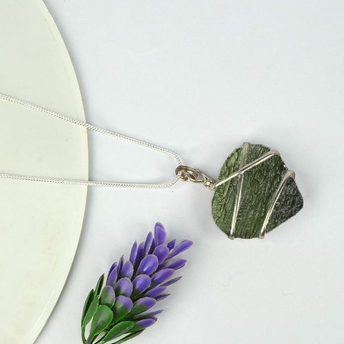 Authentic Moldavite Pendant Necklace Real Czech Moldavite Crystal 925 Sterling Silver Handmade Healing Crystal Jewelry Gift for Her Chakra Birthstone Pendant - Image 4