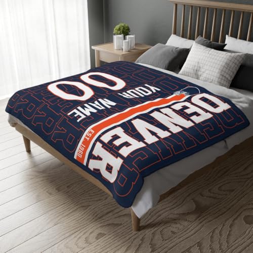 Image of ANTKING Denver Throw Blanket for Men Women Boy Custom Name and Number Gifts