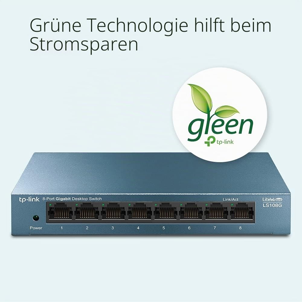TP-Link TL-LS108G LAN Switch 8 Port Netzwerk Switch (Plug-and-Play Gigabit Switch LAN Splitter, Ethernet Hub lüfterlos, Robustes Metallgehäuse) (Packung mit 2)