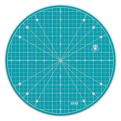 Headley Tools 13"x13" Round Rotating Cutting Mat, Self Healing Mat with 360-Degree Rotation & Anti-Slip Base, Sewing Board Cutting Mat Perfect for Fabric Quilting Leather Hobby Project, Turquoise