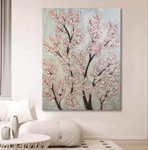 Peinture à l'huile fleur de prunier grand format sur toile pour salon