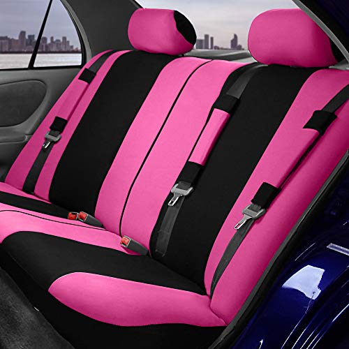 Image of FH Group Car Seat Covers Rear Set Cloth - Universal Fit Automotive Seat Covers, Low Back Front Seat Covers, Solid Back Seat Cover, Washable Car Seat Cover for SUV, Sedan and Van Pink