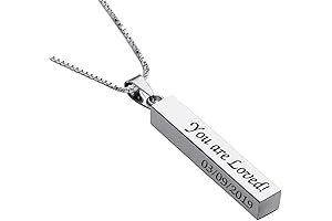 Personalized 3D Vertical Bar Necklace - Unique Engraved Name Pendant