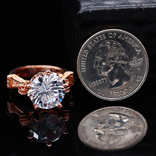 Uloveido Big Simulated Diamond Promise Ring Rose Gold Plated Cushion Cut CZ Solitaire Wedding Rings for Women Y127 5