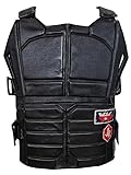 LP-FACON Mens 77 Punk Samurai Vest | Tactical Military Game Cosplay Costume Jacket | Black Faux Leather
