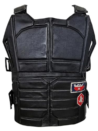 LP-FACON Mens 77 Punk Samurai Vest | Tactical Military Game Cosplay Costume Jacket | Black Faux Leather