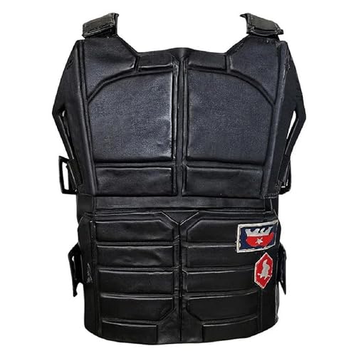 LP-FACON Mens 77 Punk Samurai Vest | Tactical Military Game Cosplay Costume Jacket | Black Faux Leather