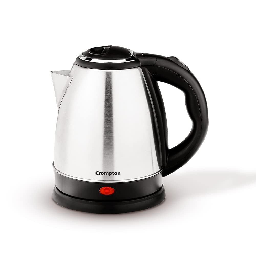 Crompton Insta Delite 1.5L SS Electric Kettle with 1500W power | Stainless steel body | Soft grip handle | LED indicator | 360-degree swivel base | Auto shut-off | Dry Boil Protection