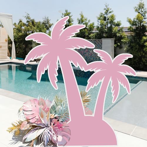 Novabright 6 ft Pink Palm Tree Cardboard Cutout Stand up Tropical Party Photo Prop Backdrop Large Cardstock Paper Palm Tree Hawaiian Decor Reusable PVC for Luau Birthday Wedding Bachelor Pool Party