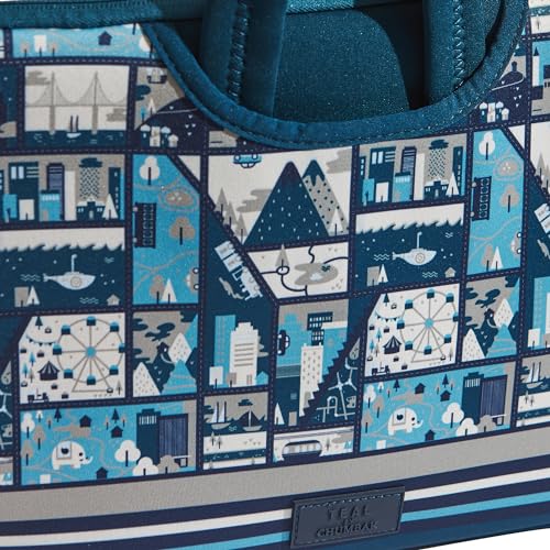 Image of Chumbak Teal Amusement Park Laptop Sleeve - 15 inch, Blue