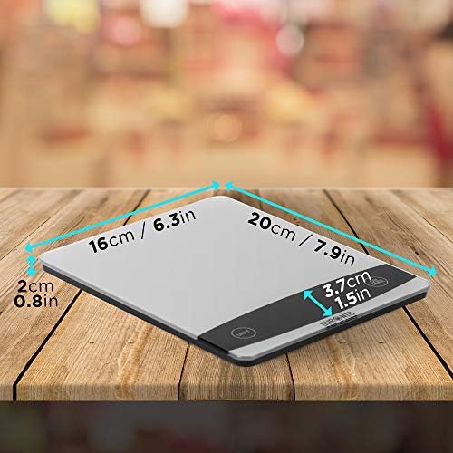 Duronic Kitchen Scales KS1009 | Silver Design with Glass Platform | 10kg Capacity | LCD Backlit Display | Add & Weigh Tare | 1g Precision | Measure Ingredients for Cooking & Baking