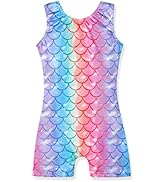 XiaoMoSha Body Ginnastica Artistica Bambina,Dance Outfit per Bambini Adatte a Ragazze, Colore Sfumato Sparkle Senza Maniche Unitard per Bambine 3-14 Anni, Sirena viola., 2-3 Anni