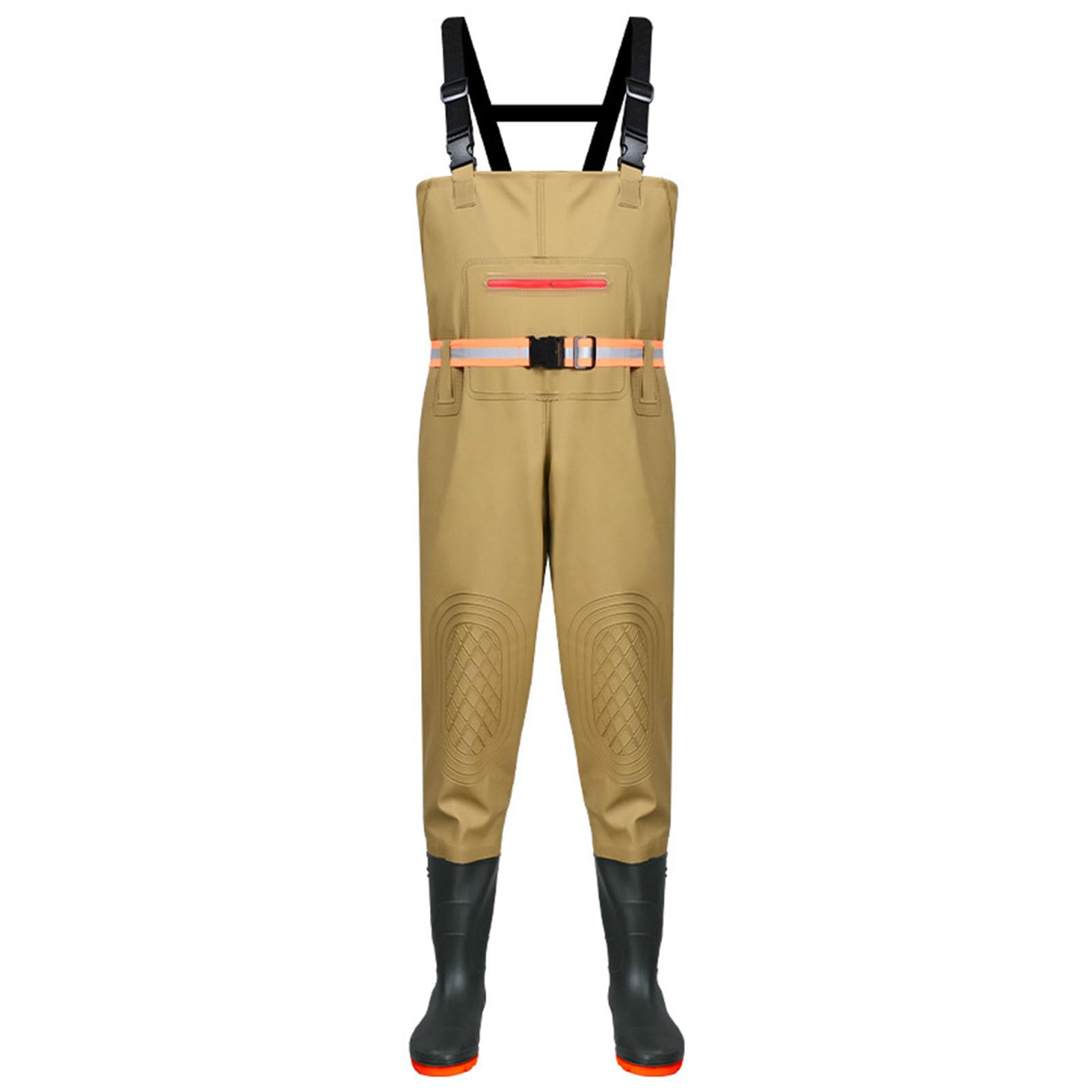 ENEN Fishing Waders for Men Women 36-46 with Boots, Lightweight Waterproof PVC Bootfoot Thigh Wader with Adjustable Suspenders for Fly Coarse Carp Fishing Gardening (Khaki,45)