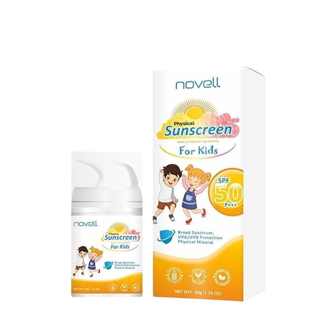 Novell Physical Sunscreen for Kids – Mineral-Based, Broad Spectrum SPF 50, Gentle & Water-Resistant Protection