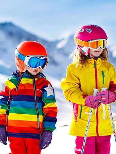 Image of SATINIOR 2 Pairs Kids Waterproof Winter Snow Gloves Ski Gloves for Boy Girl Outdoor Warm Thickening Snowboard