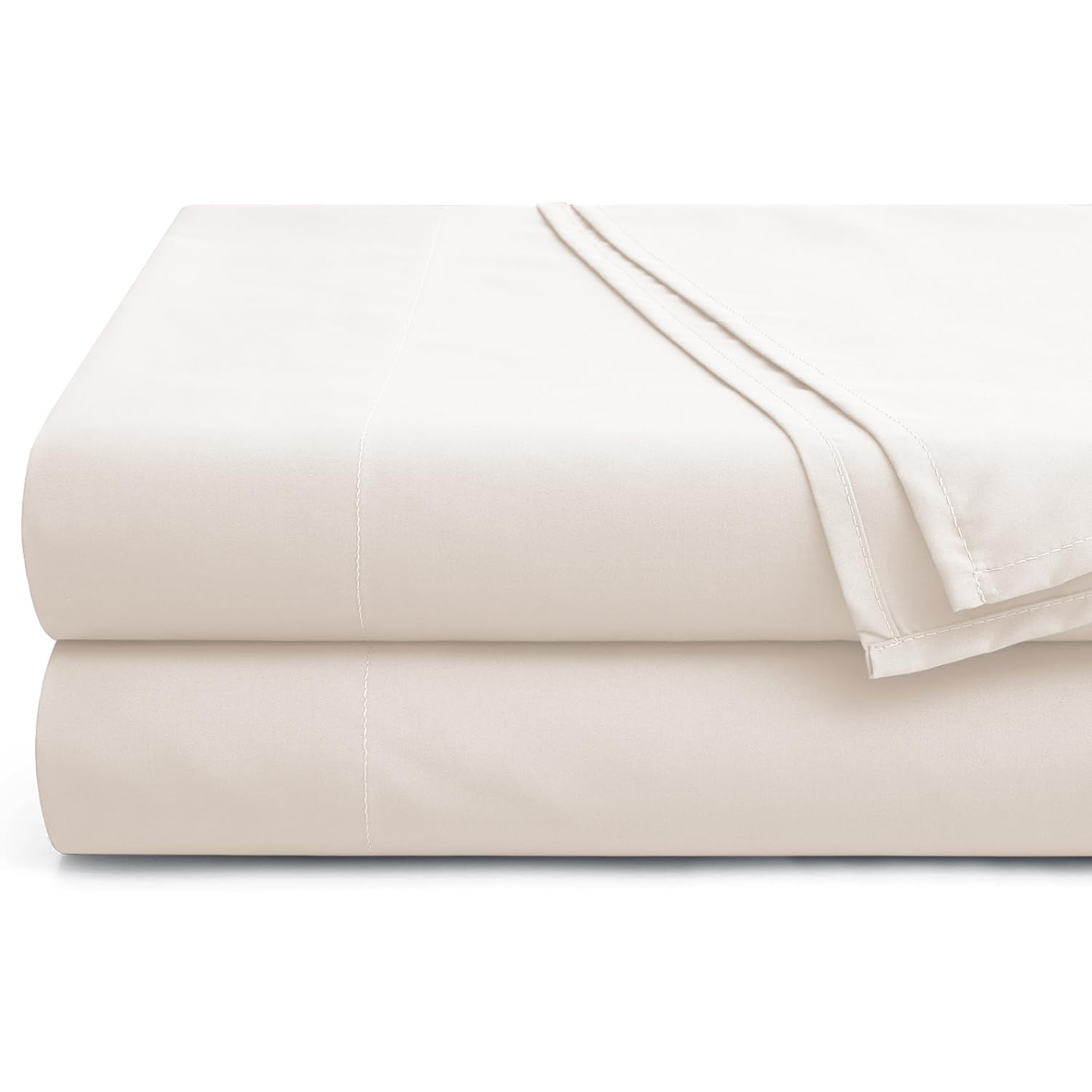 Hafaa Flat Sheets Double 2 Pack 100% Egyptian Cotton Bed Sheet 200 Thread Count Super Soft & Breathable Hotel Quality Bed Sheets - Wrinkle & Shrinkage Resistant (Cream)