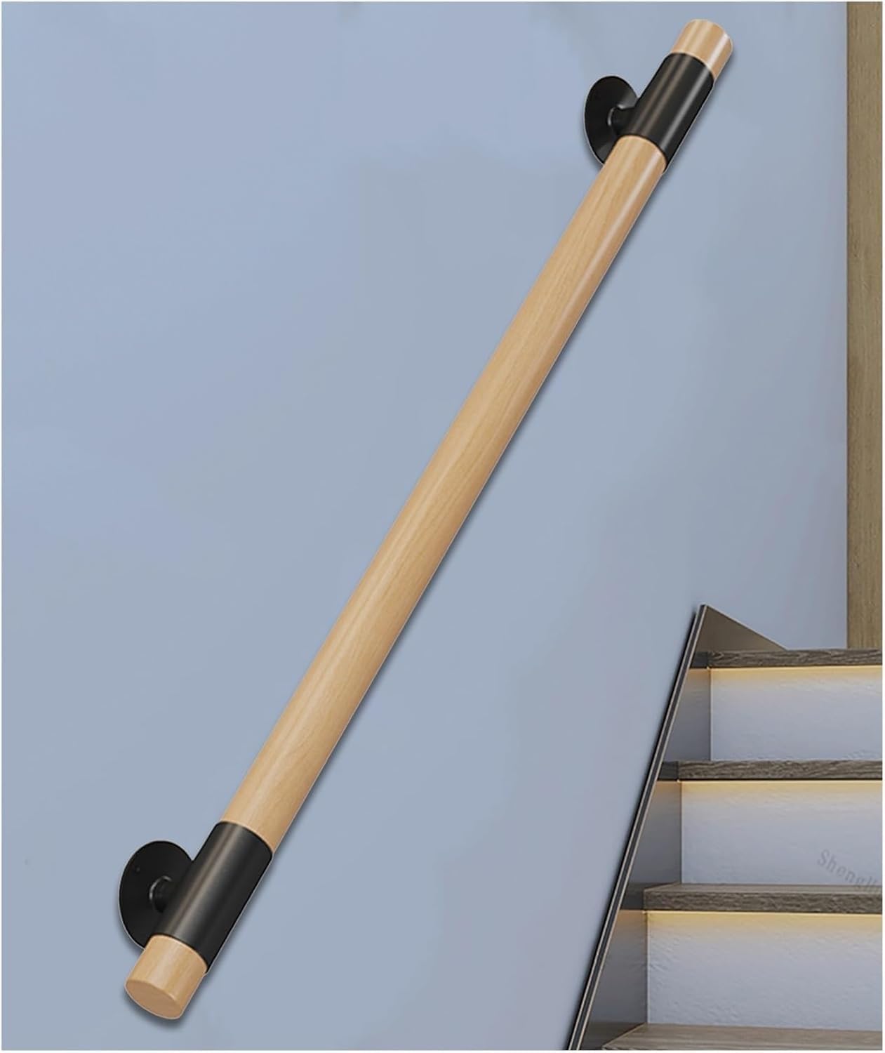 Indoor Stair Handrail Elderly Barrier Free Support Rod, Wall Mounted Non-Slip Hand Grab Bar for House Decor Remodeling(3m(9.8ft))