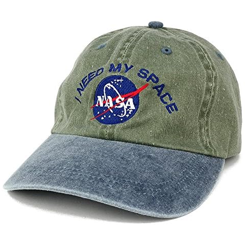 NASA I Need My Space Embroidered Washed Cotton Cap - green - One size Cover