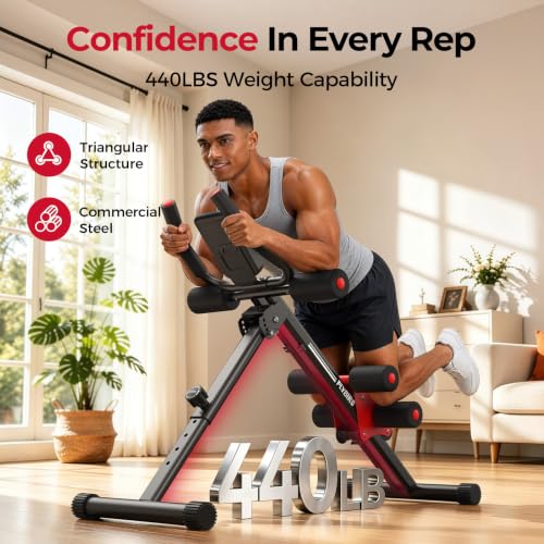 Image of FLYBIRD AW1 Ab Workout Machine, Ab Crunch Machine Ab Workout Equipment Foldable for Home Gym, Bottom-Up Abdominal Trainer for Core Waist Workout and Body Shaping with Adjustable Heights and Angles, Red
