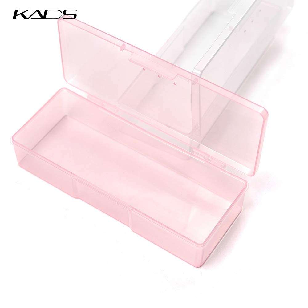 KADS Plastic Transparent Empty Nail Storage Box Manicure Equipment Decoration Tools Case (PINK), 18.8 x 7.8 x 4 cm - Image 2