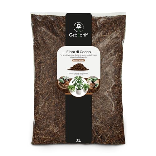 gebearth®| fibra di cocco per piante 100% naturale【3l】 | lavata e tamponata | fibra di cocco universale per piante in vaso e coltivazioni idroponiche.