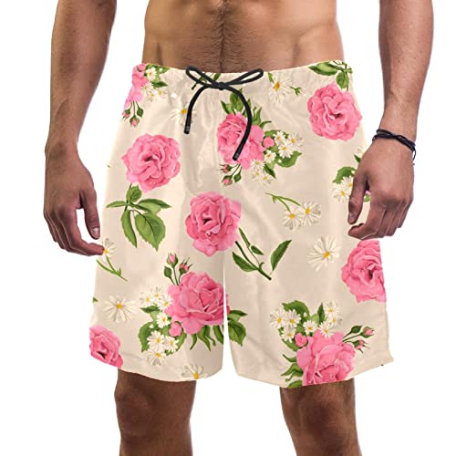 Short de plage à motif roses JDEZ maillot idéal pour l'été