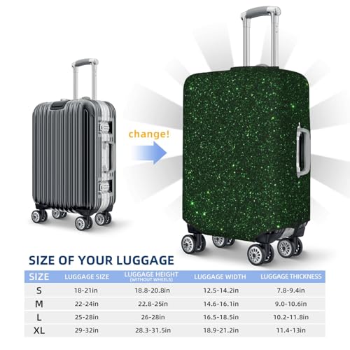 Emerald Green Sparkling Print Luggage Covers For Suitcase,Elastic Washable & Stretchable Suitcase Covers For Luggage, Anti-Scratch - Fits 18-32 Inch Luggage-No Luggage Included4