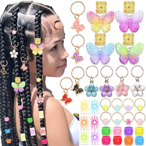 VENOFEN 40PCS Butterfly Hair Jewelry Colorful Flower Braids Clips Cute