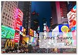 New York City, États-Unis – Vue nocturne de panneaux d'affichage lumineux sur les bâtiments façades à Times Square Aimant de réfrigérateur