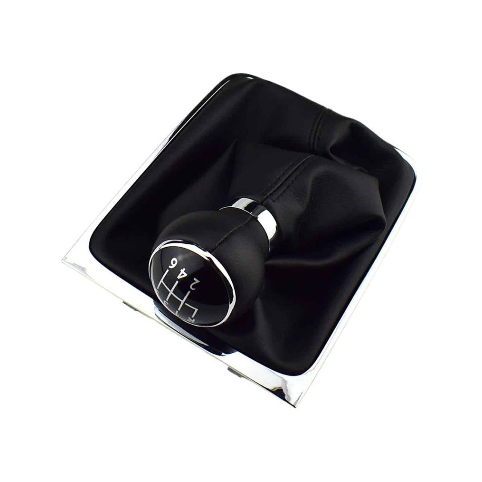 Jsyalmslw Leather 6 Speed Gear Stick Knob For Vw For Passat B6 2005-2011 Black / Silver/ Red Upgrade